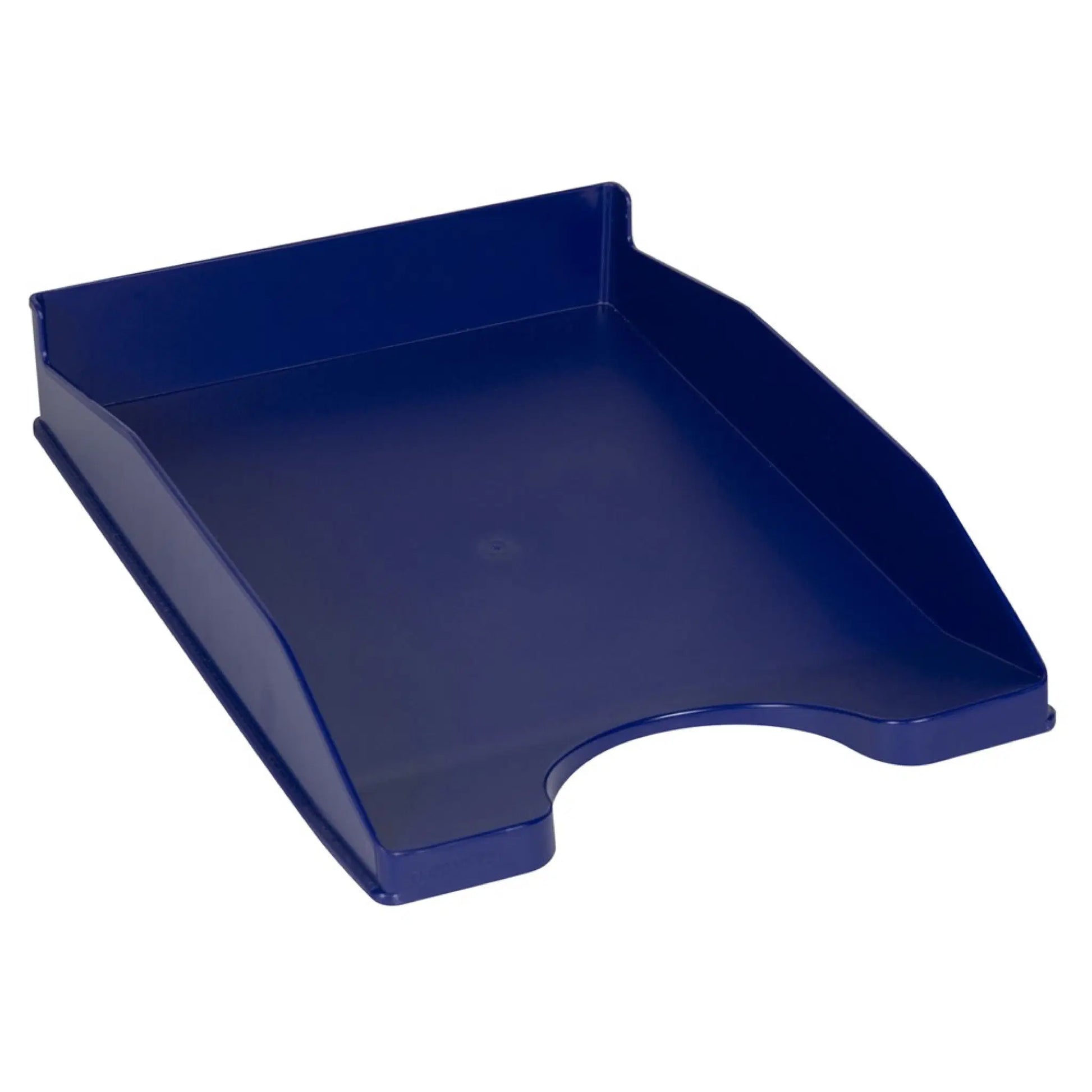 Q-CONNECT Briefkorb – mit Griffausschnitt, mit Beschriftungsfeld, matt, blau, B 255 × H 60 × T 345 mm