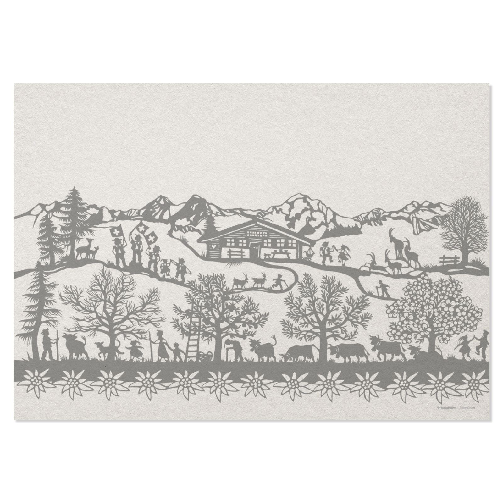 Trendform Tischset SWISS Tradition 9, Papier/Karton, Waldmotiv – 42 × 29,7 cm – FSC – 48 Stk.