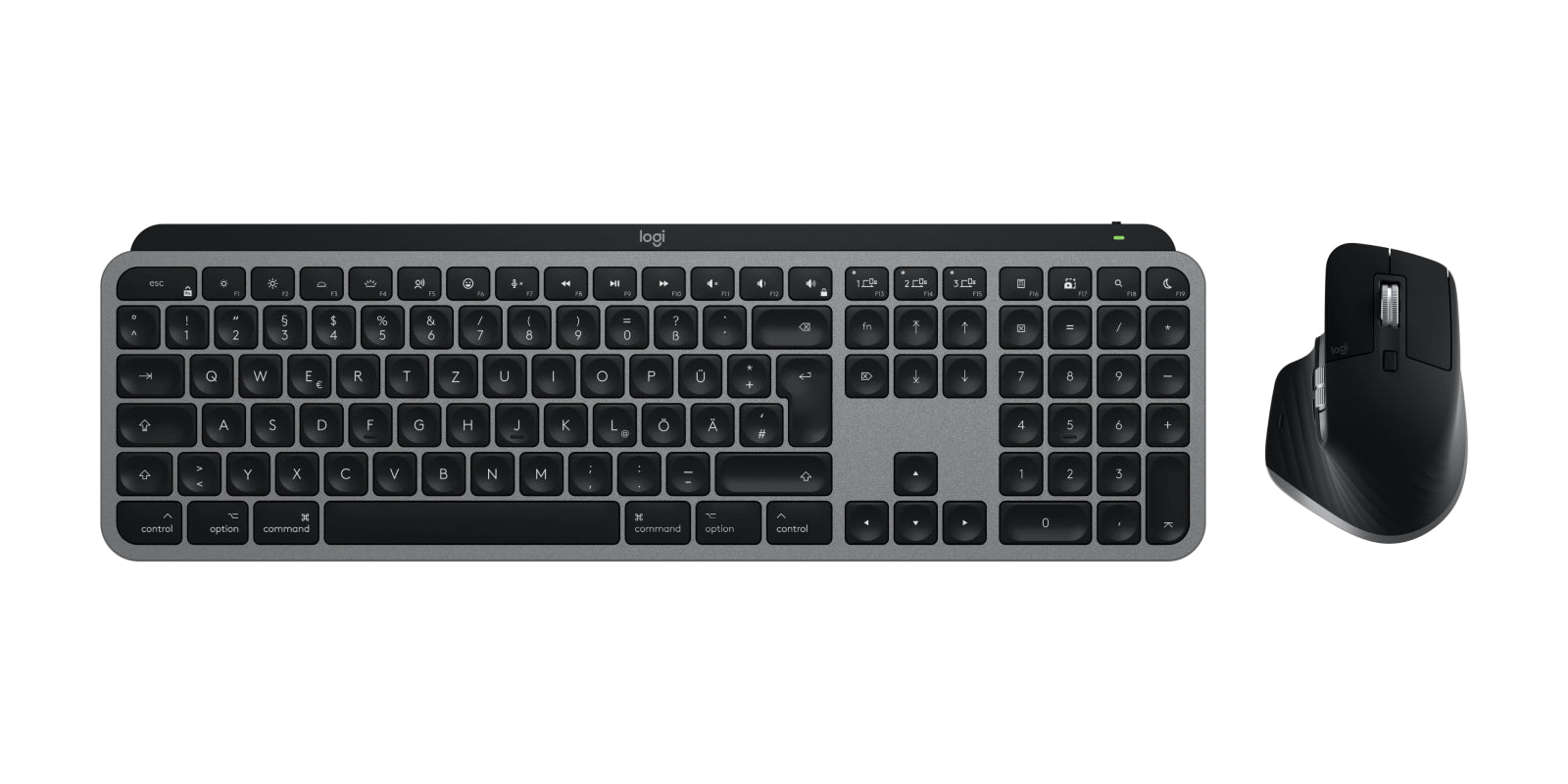 Logitech MX Keys S Combo für Mac – Tastatur, DE-Layout (DE), Space Grey – für macOS