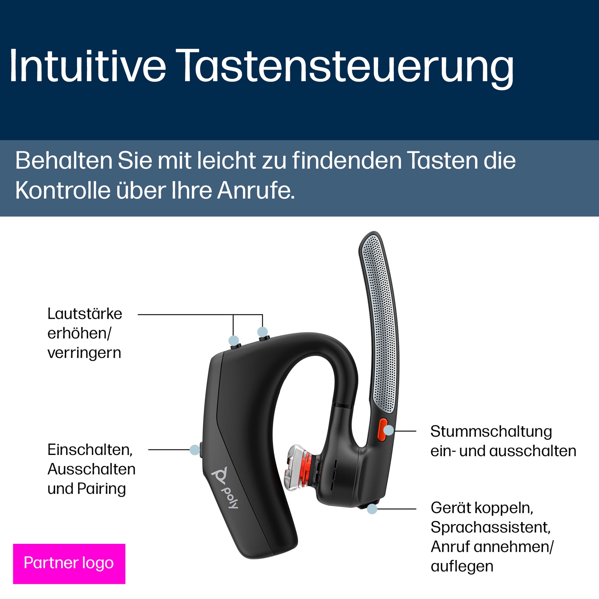 Poly Voyager Legend 30 – In-Ear Headset, kabellos (Bluetooth), für Windows/Mac/Android, Schwarz