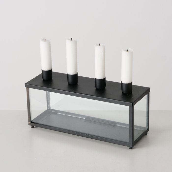 Boltze Kerzenleuchter Eliana – Glas & Metall, mehrfarbig – 9 × 14 × 26 cm