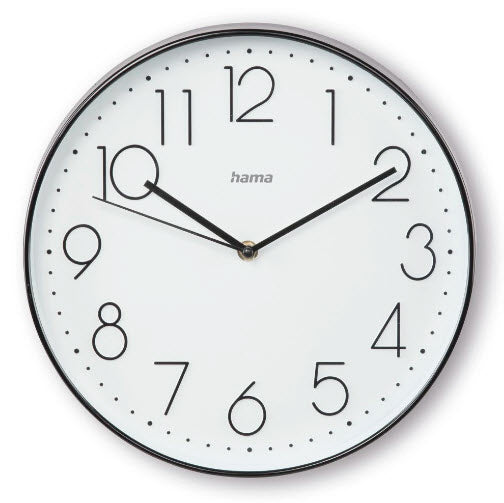 Hama Korsika Wanduhr – Analog, lautlos, Ø 30 cm, schwarz/weiss, Kunststoff
