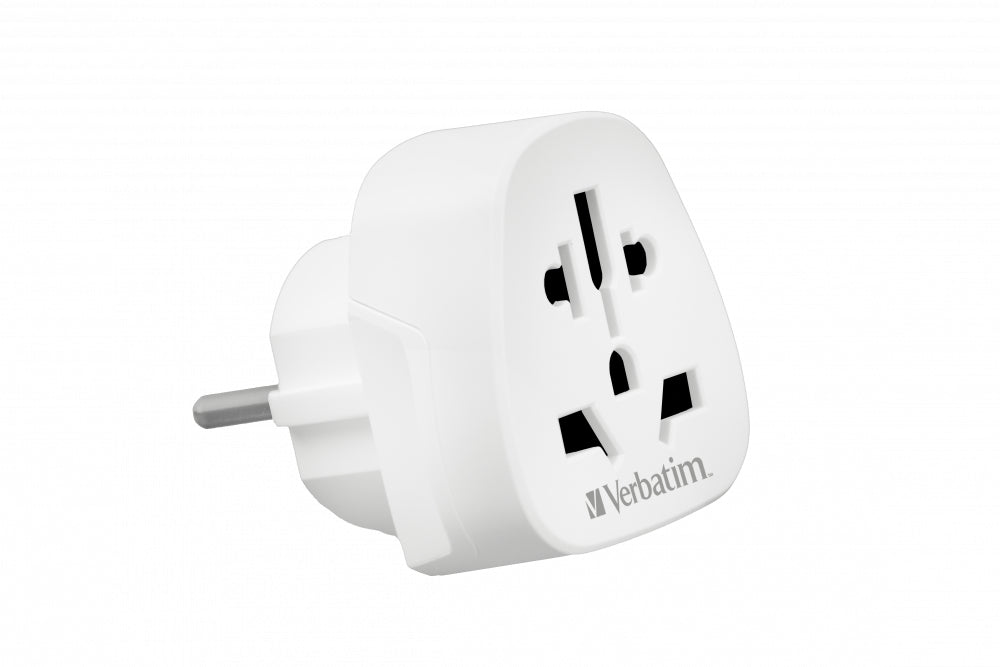 Verbatim Reiseadapter – von Typ A/B/C/G/I/J/L/N zu Typ F/E – 100–250 V, 2500 W – weiss – 1 Stk.