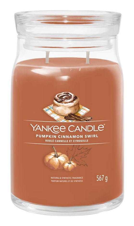 Yankee Candle Duftkerze Pumpkin Cinnamon Swirl, braun, Glas, Ø 9,9 cm, 15 cm, parfümiert, 1 Stück