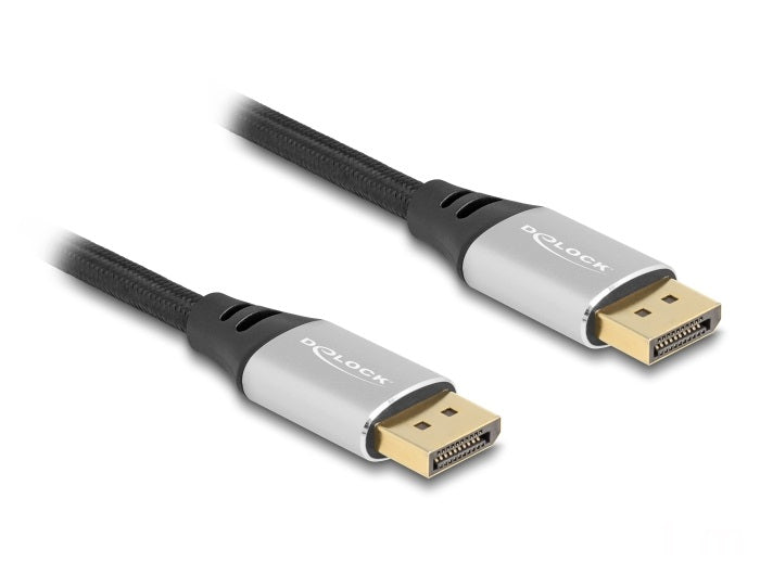 DeLOCK DisplayPort Kabel DP 2.1 8K 60 Hz – 1 m – Schwarz/Silber