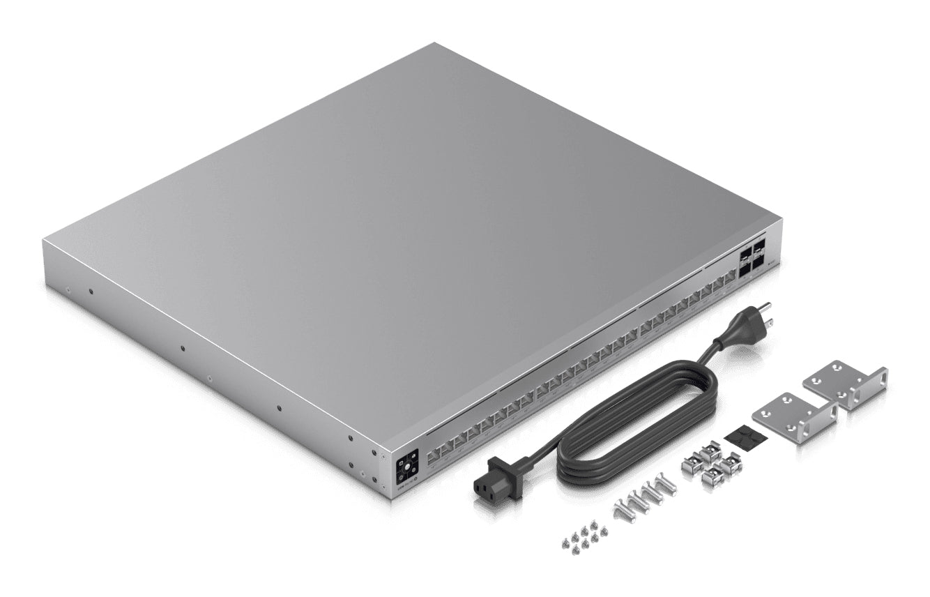Ubiquiti UniFi Pro – Managed Switch – 22×2.5G, 2×10G RJ45, 4×SFP+, L2/L3, PoE++ 600 W, 19" Rack, 1U
