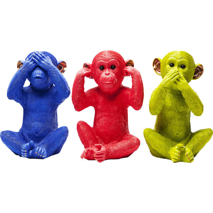 KARE Design Kare Spardose Monkey Mizaru, blau, Kunststoff, 25 × 24 × 35 cm