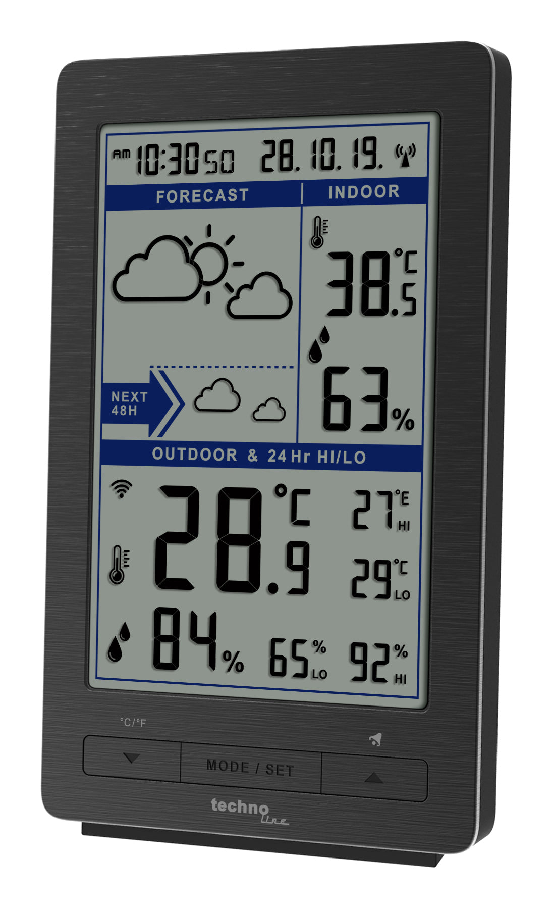 Technoline WS 9485 – Wetterstation, innen/aussen, Hygrometer & Barometer, inkl. Aussensensor