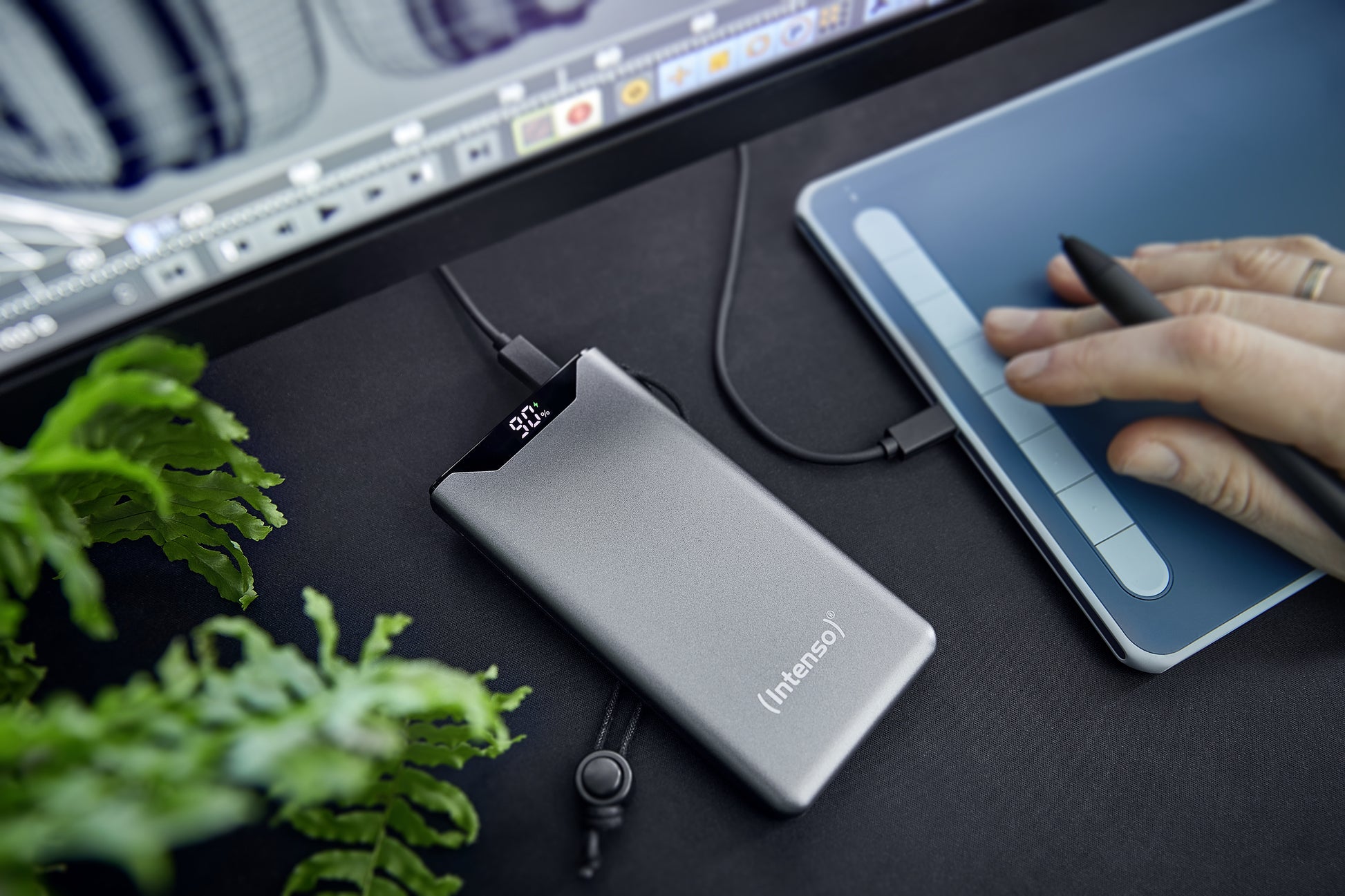 Intenso F10000 Powerbank 10'000 mAh – 20 W PD, 1× USB-C, 1× USB-A, grau