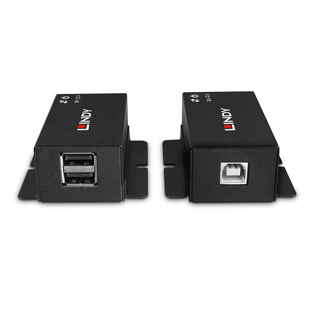 Lindy 43386 Medienkonverter USB 2.0 zu RJ-45 – bis 50 m, USB 2.0 (480 Mbit/s), 2× RJ-45, 3× USB 2.0, für Cat5e