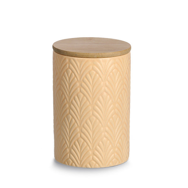 Zeller Present Vorratsdose 720 ml, Ø 10 × 15 cm, Keramik/Bambus, Aprikose