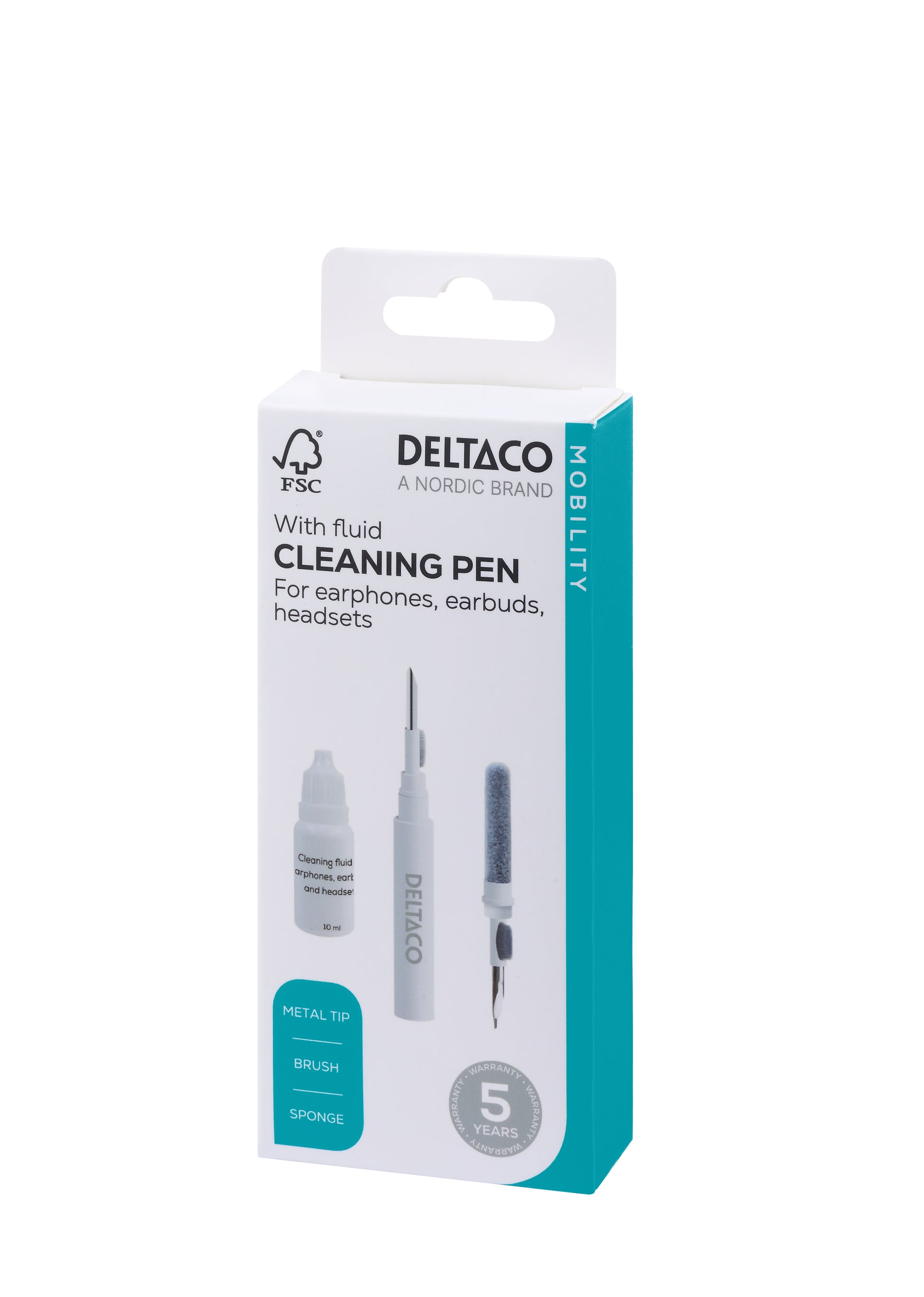 Deltaco CLP-100 – Reinigungs-Set – Metallspitze, Bürste, Schwamm, Reinigungsflüssigkeit