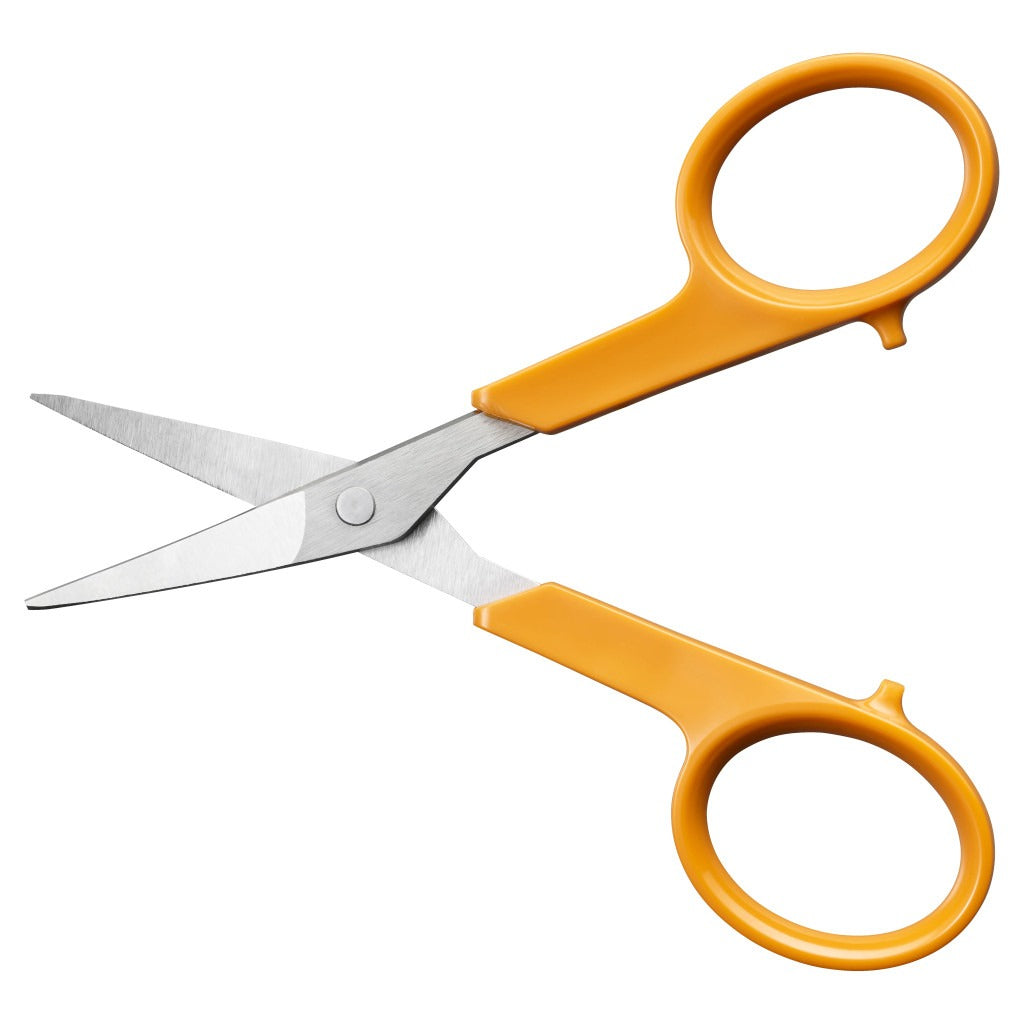 Fiskars Stickschere 10 cm – gebogen, beidhändig, orange