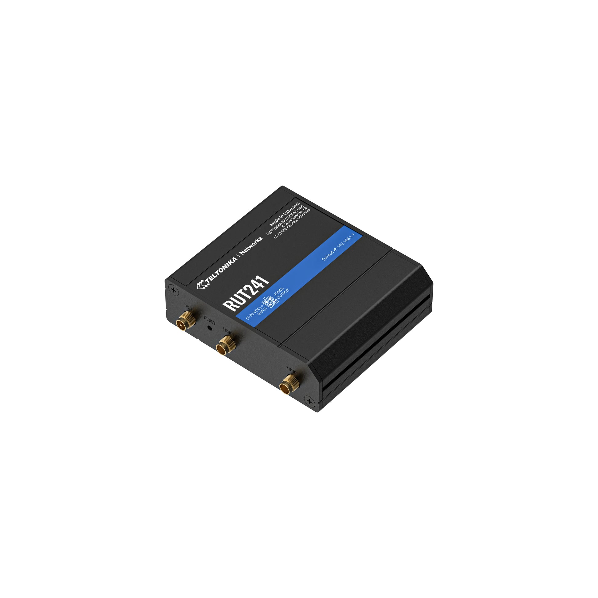 Teltonika RUT241 WLAN-Router – 4G LTE (Kat 4), Wi-Fi 4 (802.11n), 2× 10/100 Mbit/s, DIN-Schiene, RMS, schwarz