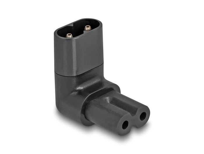 DeLOCK Netzadapter IEC 60320 C8 zu C7 – 2,5 A, 250 V, abgewinkelt, Schwarz