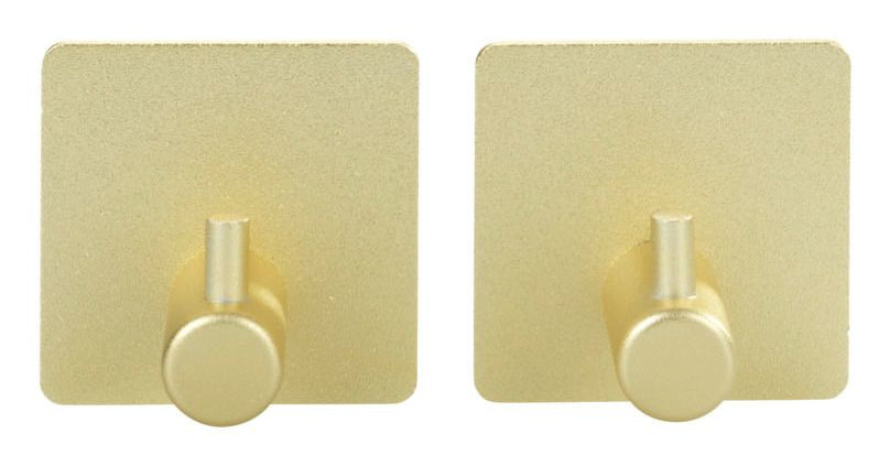 WENKO Haken – Aluminium – gold – selbstklebend – 45 × 45 × 30 mm – 2 Stück