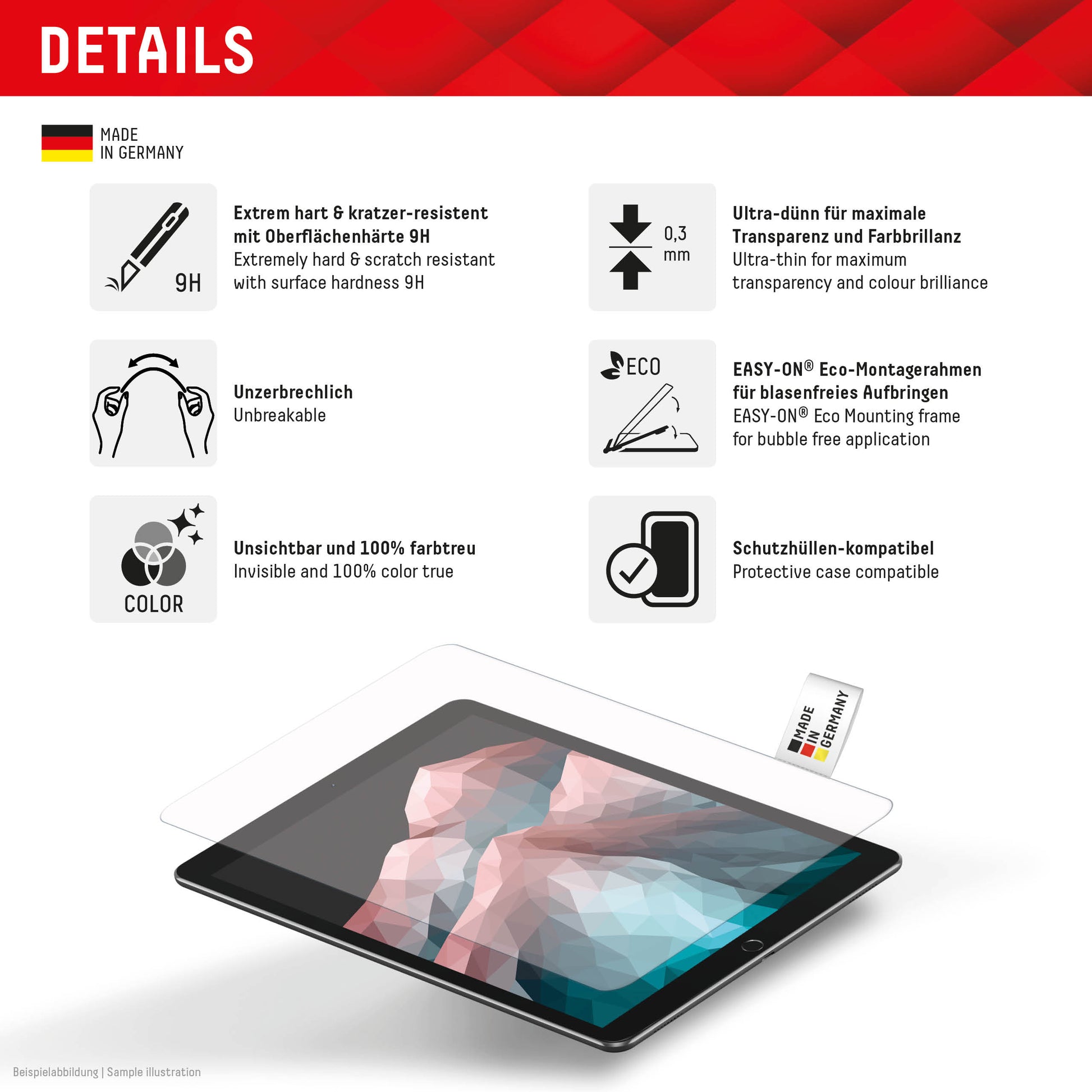 Displex Panzerglas für iPad mini 8,3" (6./7. Gen.) – 9H, Anti-Fingerprint