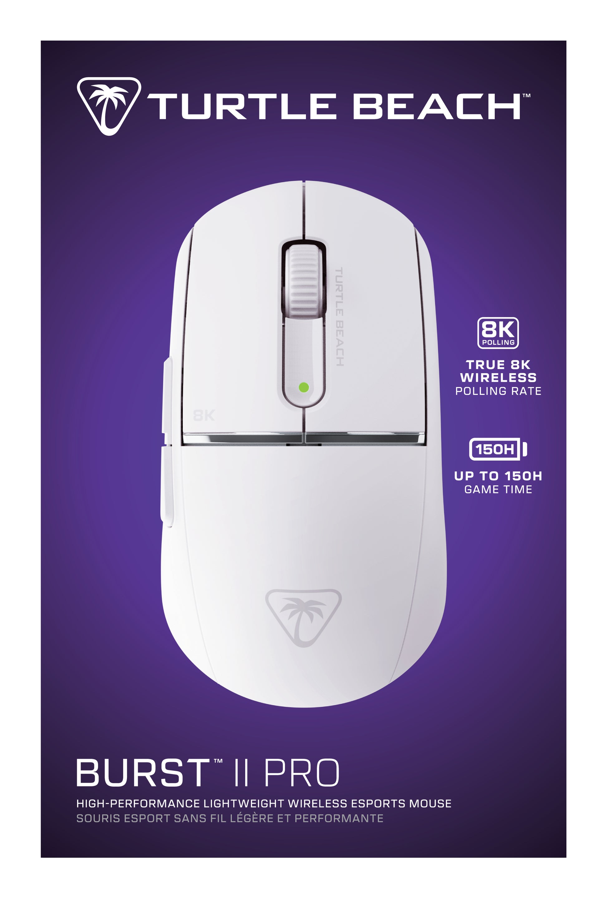 Turtle Beach Burst II Pro Gaming-Maus – kabellos, 30'000 dpi, 8'000 Hz, 8 Tasten, beidhändig, schwarz
