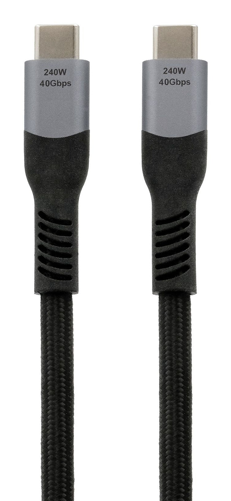 EXSYS USB-C auf USB-C Kabel – USB4 40 Gbit/s – 1 m – PD 240 W – DP 1.2 – Schwarz/Grau