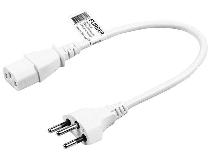 Furber. Netzkabel – T12–IEC C13, 0,2 m, 10 A, weiss