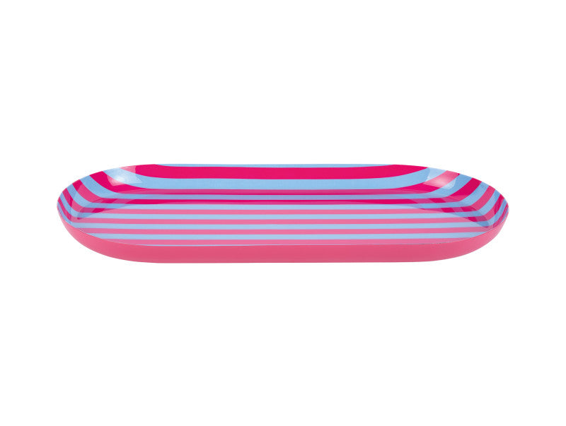 present time Serviertablett Animado Oval Gross – 38 × 18 × 2,5 cm, Eisen, Rosa/Blau