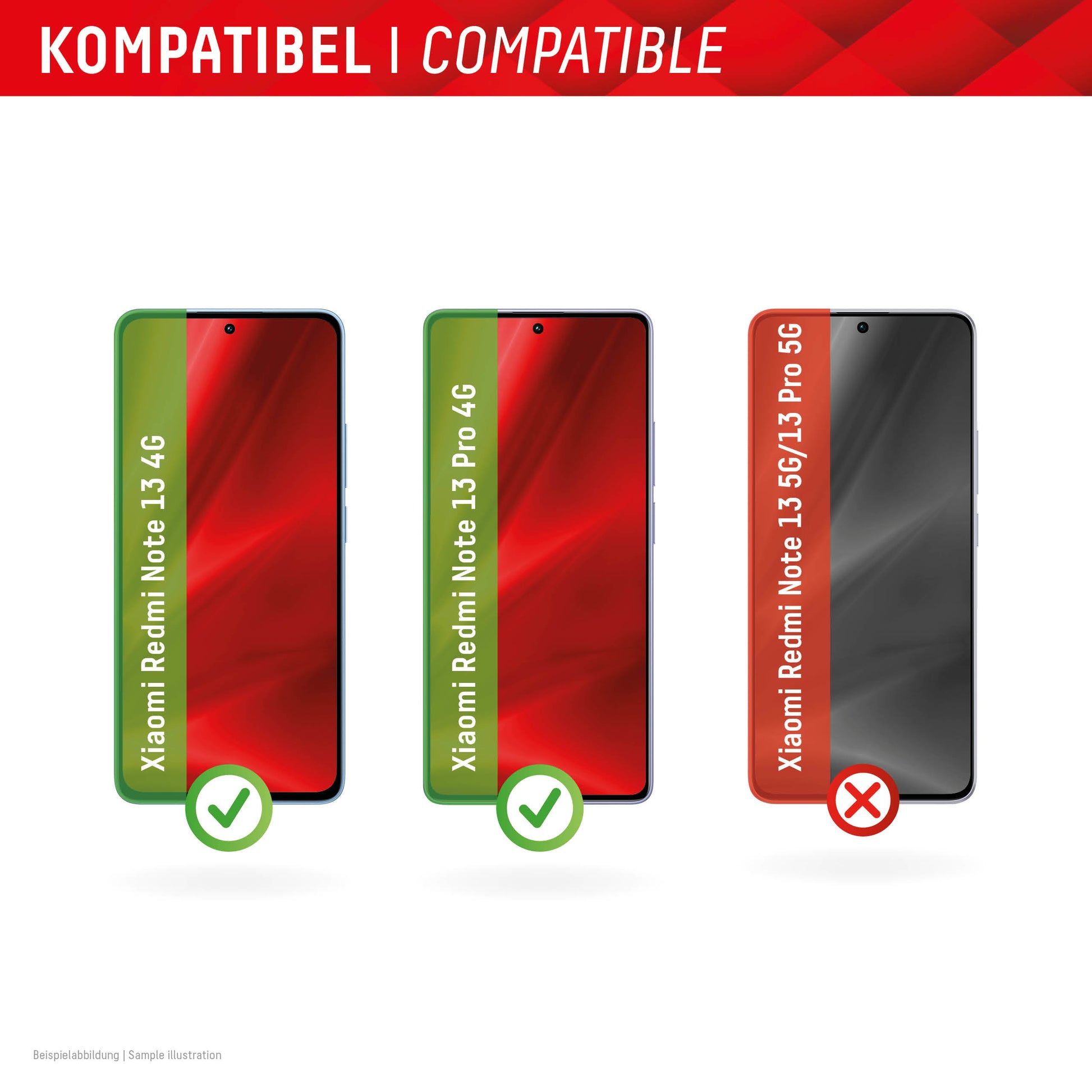 E.V.I. Displayschutz (Panzerglas), 10H – für Redmi Note 13/13 Pro 4G – mit Applikator