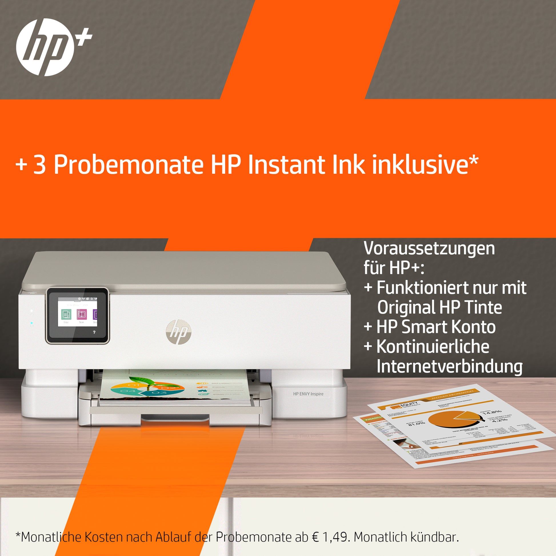 HP Envy Inspire 7220e – Farbiges Tintenstrahl-MFP A4, 3-in-1 – USB/WLAN – Duplex – 15 Seiten/Min. S/W, 10 Seiten/Min. Farbe