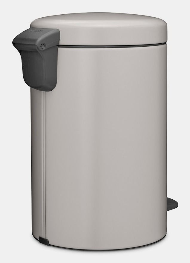 Brabantia NewIcon Treteimer – 12 l – Stahl, rund – Hellgrau – Soft-Close, Anti-Rutsch