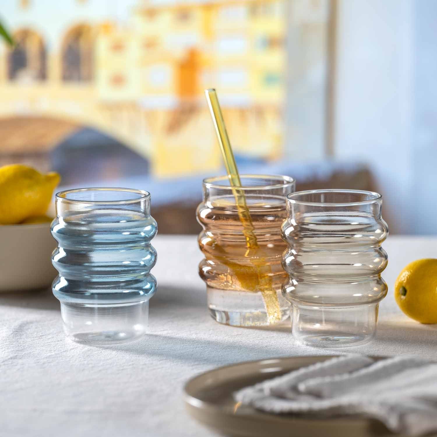 LEONARDO Trinkglas – 2er Set, 440 ml, Ø 7,4 cm, H 12,1 cm, Borosilikatglas, Blau, spülmaschinenfest