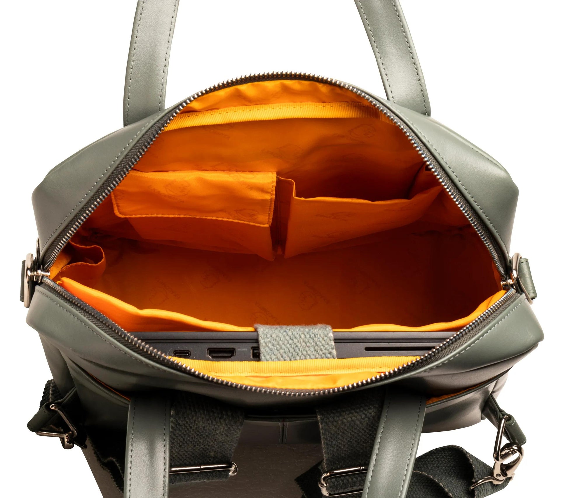 Exacompta Notebook-Rucksack bis 14" – Leder, Gepolstertes Laptop-/Tabletfach – Grau