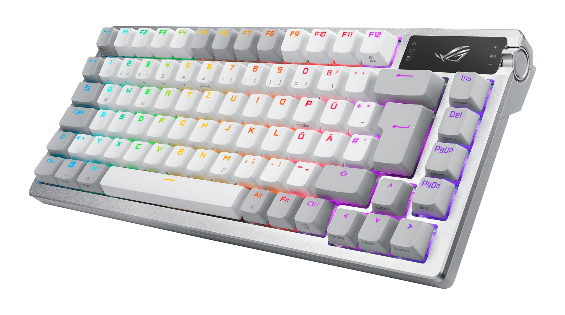 ASUS ROG Azoth – Gaming-Tastatur 75% – Mechanisch, RGB – Bluetooth & 2,4 GHz – Ohne Ziffernblock – Weiss