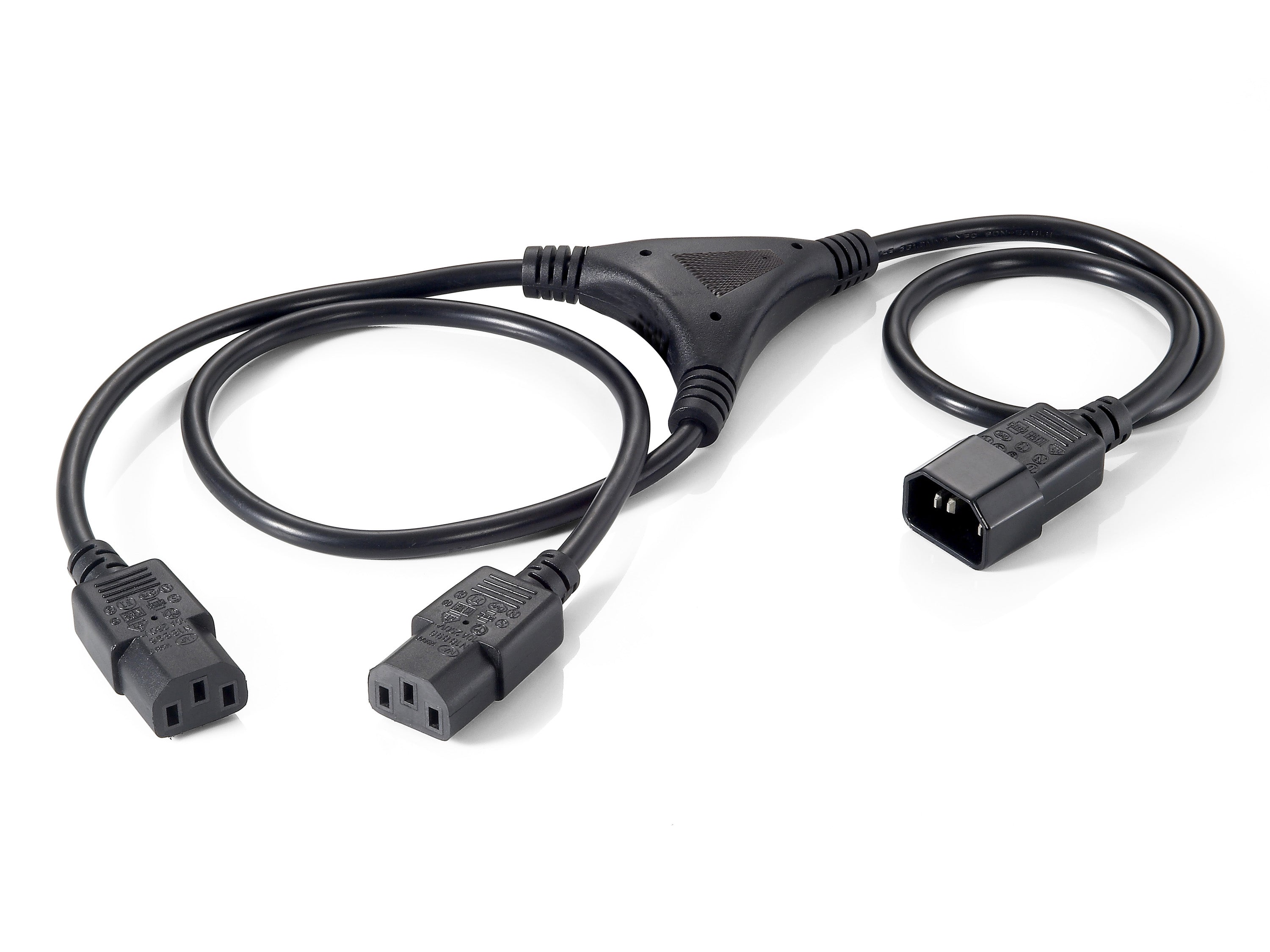 Equip Netzkabel, IEC C14 auf IEC C13, Y-Kabel, 230 V, 1,6 m, Schwarz