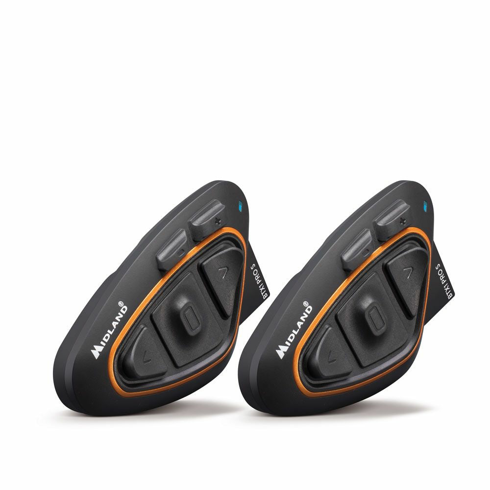 Midland BTX1 Pro S Freisprecheinrichtung – Bluetooth 4.2 – IPX6, für Motorrad – Schwarz/Orange