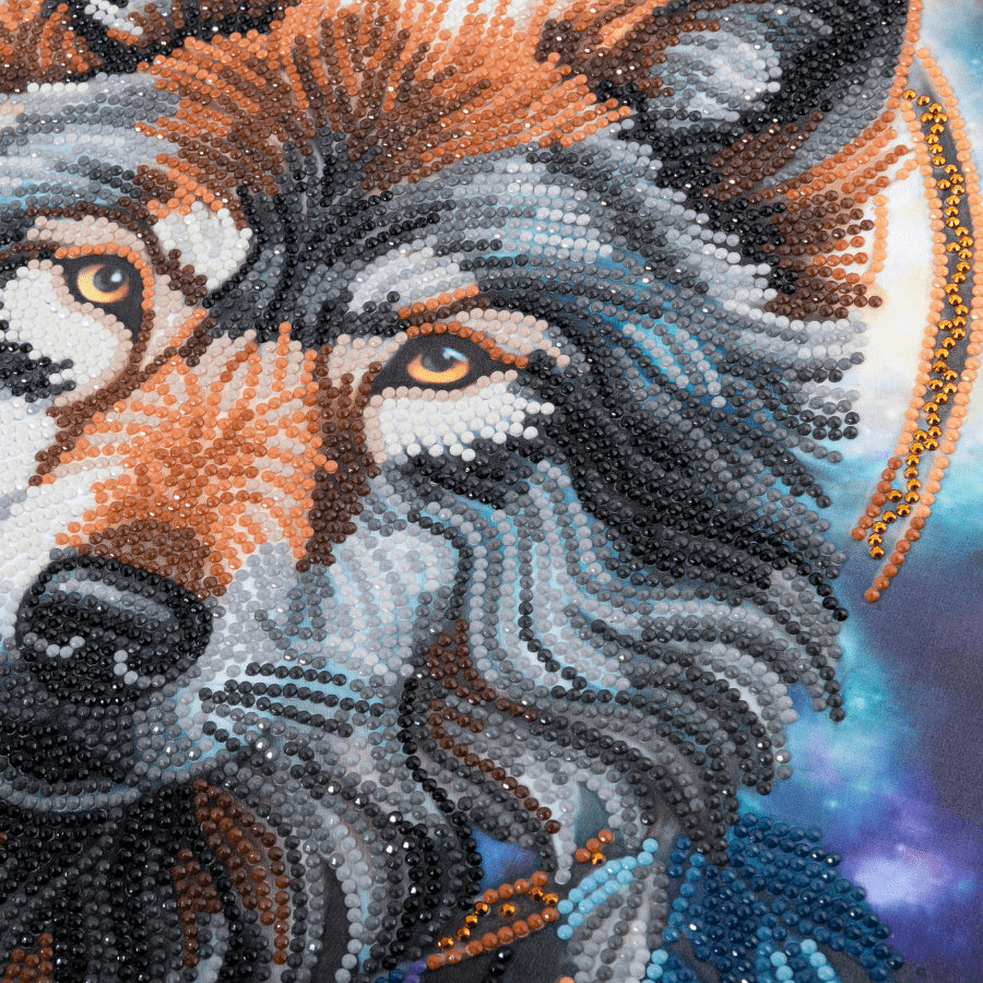 CRAFT Buddy Crystal Art Scroll – Diamond Painting Set Verzauberter Wolf – 40 × 50 cm – ab 8 Jahren