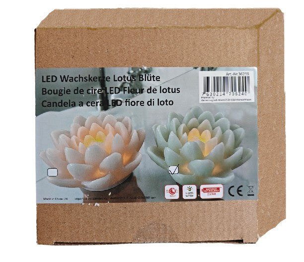 Dameco Lotus LED Wachskerze – Ø 11 × 16 cm – Wachs, mehrfarbig – 2-teilig