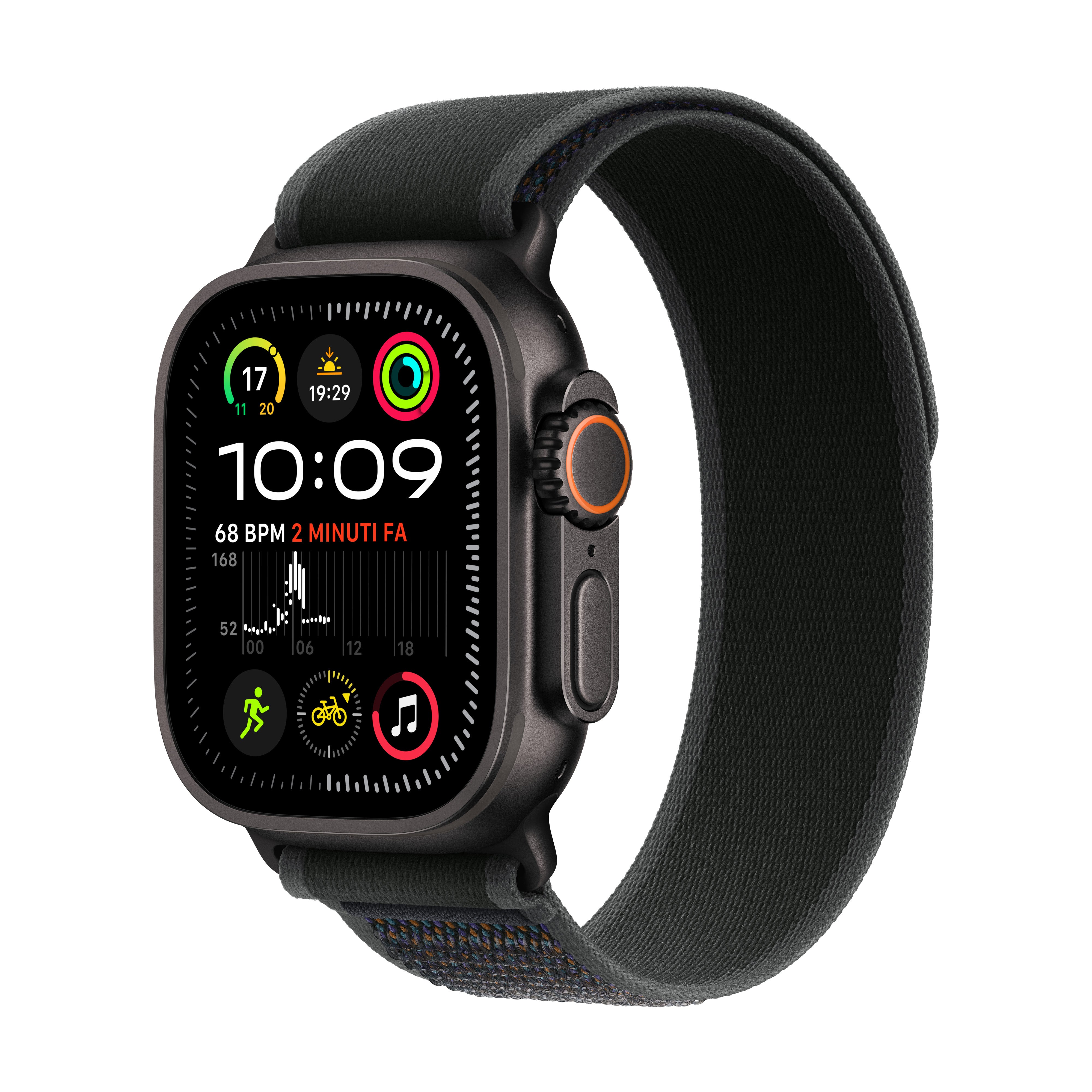 Apple Watch Ultra 2 (2024) – Smartwatch – 49 mm, LTE, OLED, Saphirglas, 100 m, Schwarz Titanium, Bandgrösse S/M