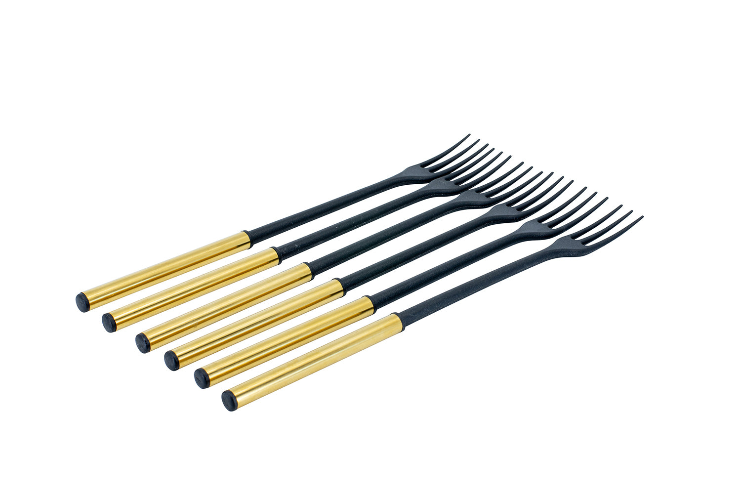 Kadastar Fonduegabeln – 6er-Set, 26 cm, Kunststoff, Griff Edelstahl, Gold, für Käsefondue, spülmaschinenfest