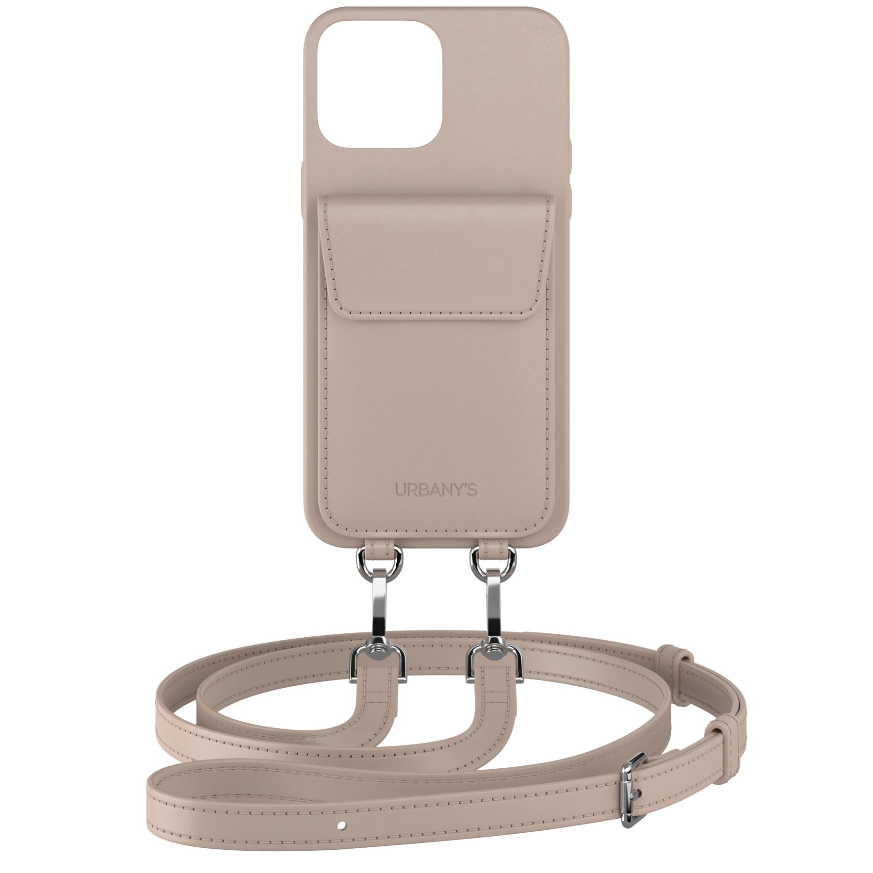 Urbany's Necklace-Hülle Beach Beauty – für Apple iPhone 15 Pro Max – beige – Kunstleder – mit Kordel