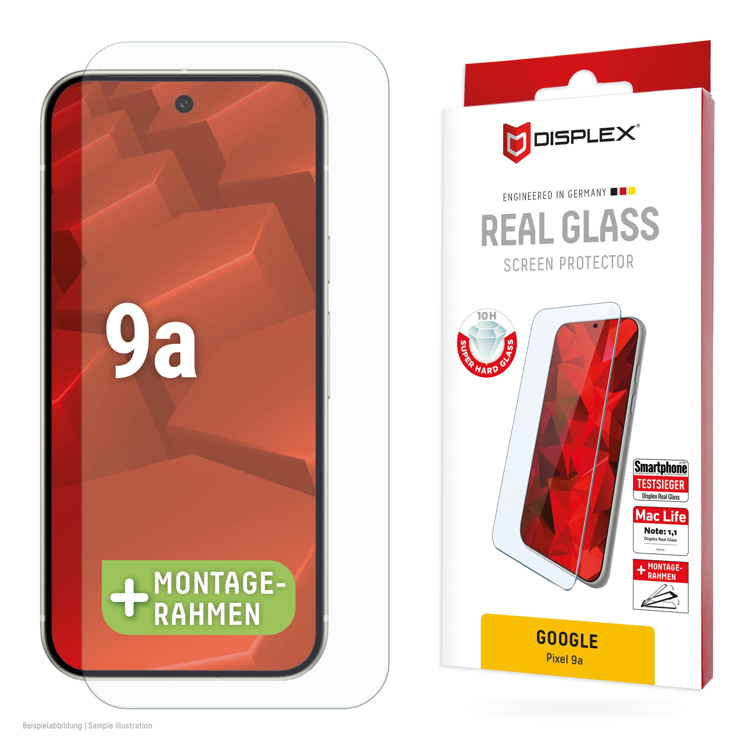 Displex Displayschutz (Panzerglas), 10H – für Pixel 9a – mit Applikator