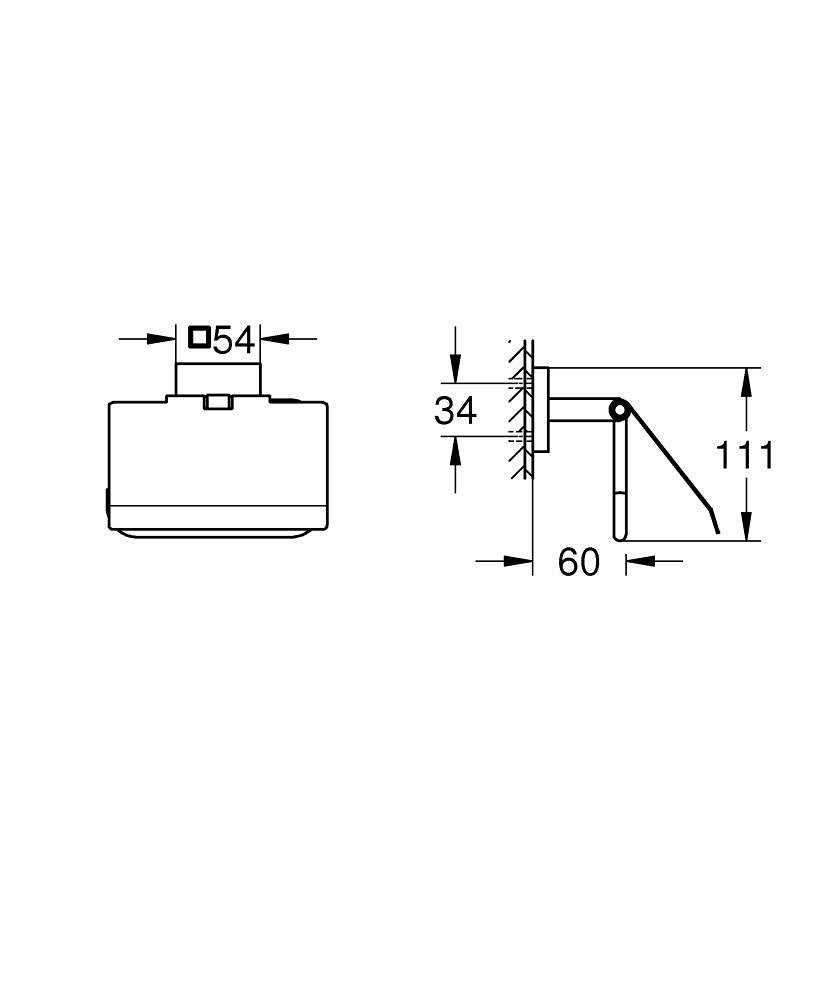 GROHE Start Cube – Toilettenpapierhalter – Metall, Schwarz, Wandmontiert, Klebend, 6 × 11,1 × 11,1 cm