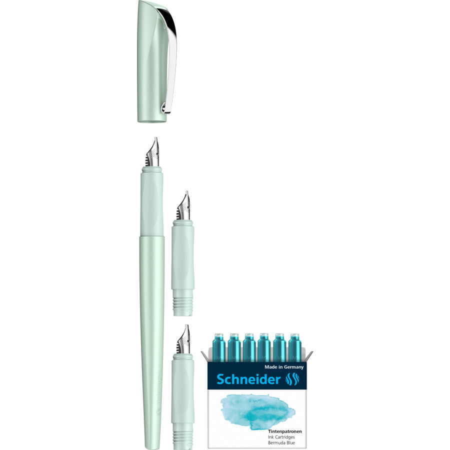 Schneider AG Schneider Callissima Kalligrafie Set – Bandzug 1,1/1,5/1,8 mm – für Rechts- & Linkshänder – Mint, Bermuda Blau