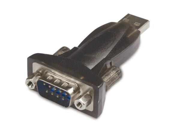 Microconnect USB-A zu RS-232 Adapter – D-Sub 9 (männlich), FTDI-Chipsatz, Schwarz