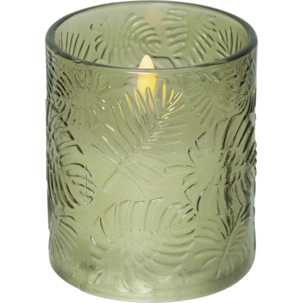 Star Trading LED-Kerze – Ø 8,5 × 10 cm – Glas, Grün