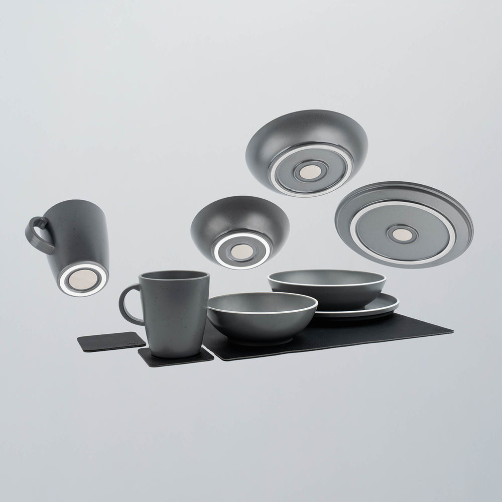 Silwy Dolomit Geschirr-Set – 11-teilig, Kunststoff, Dunkelgrau