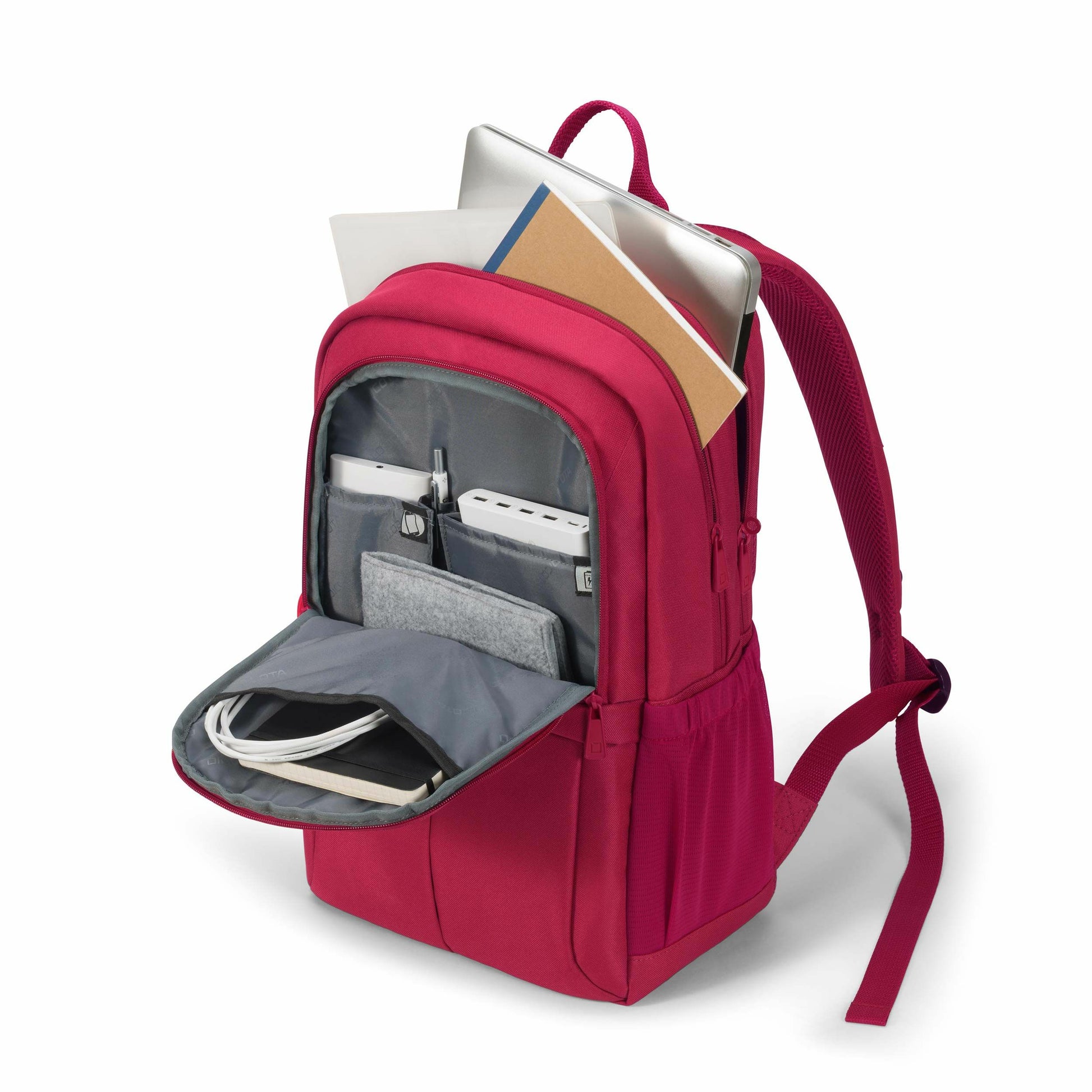 DICOTA Notebook-Rucksack ECO SCALE – 19,5 l, mit Tablet-Fach, rPET-Polyester – Rot, 295 × 450 × 170 mm