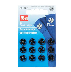 Prym Nähdruckknopf Ø 11 mm – Messing, schwarz, 12 Stück