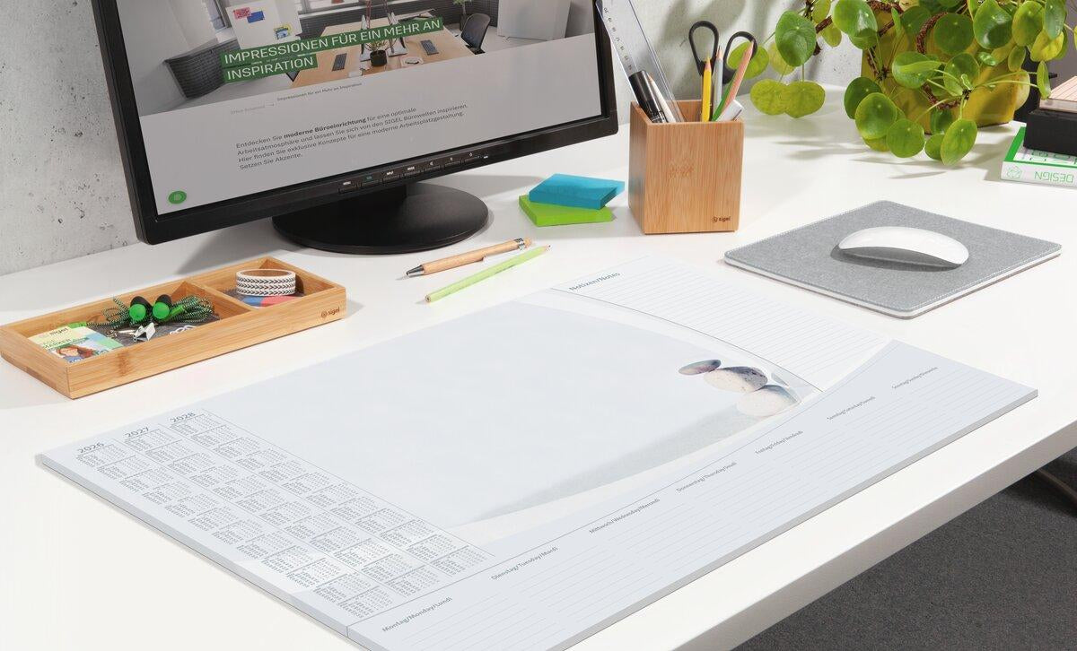 Sigel Schreibunterlage H6370 3-Jahres-Kalender – 595 × 410 mm, Papier, Grau/Weiss