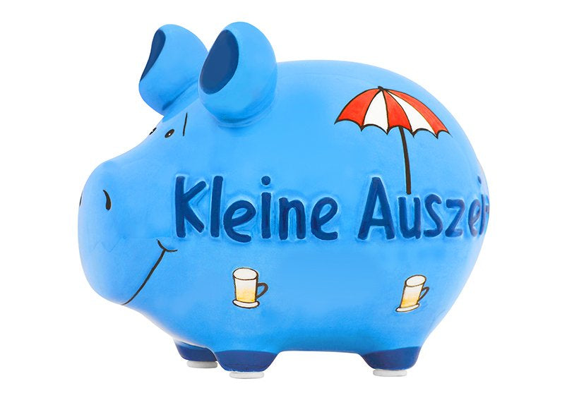 G. Wurm Spardose Spruch – Keramik, Dunkelblau – 3-teilig – 12,5 × 9 × 9 cm