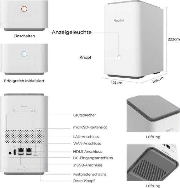 Reolink Hub P1 – NVR 8-KANÄLE – PoE, WLAN – 2 TB – HDMI