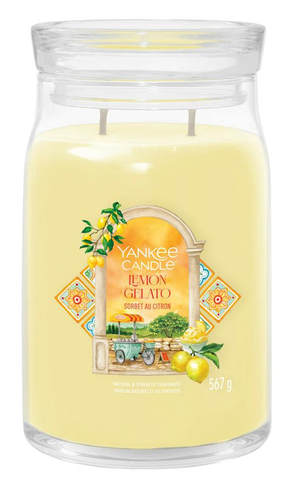 Yankee Candle Duftkerze Lemon Gelato, Sojawachs, transparent/gelb, H 15,7 cm, Ø 9,3 cm, 1 Stück